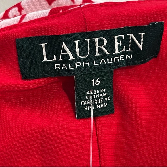 NWT Ralph Lauren Cream and Berry Floral Jersey Faux Wrap Dress Women’s Sz 16 - Picture 7 of 11